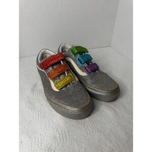 Rare Vans Old Skool Glitter Rainbow Hook and Loop Shoes Women's Size 7.5
